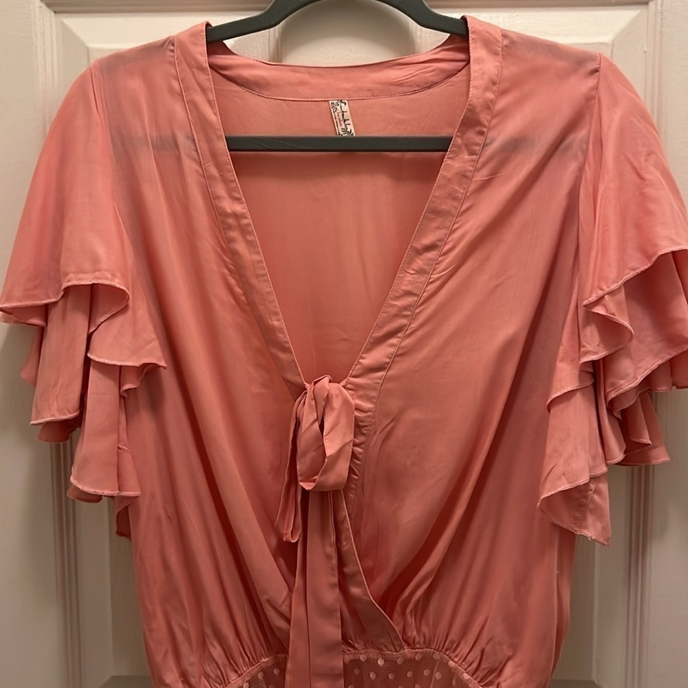 Free People Intimates. Call Me Later Bodysuit. Peach. Size Small. NWOT - Picture 12 of 14